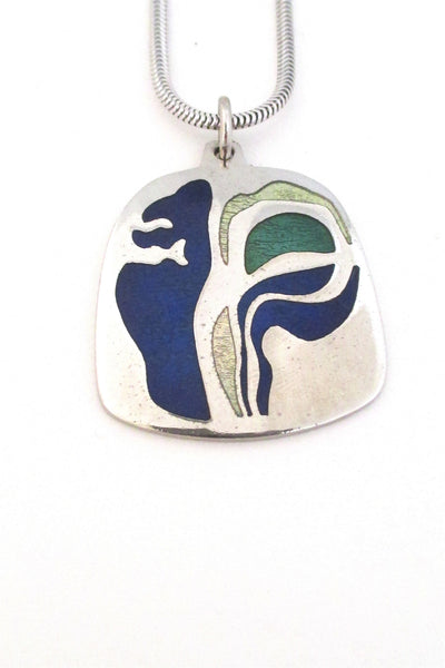 de Passille-Sylvestre Canada enamel abstract blues pendant necklace