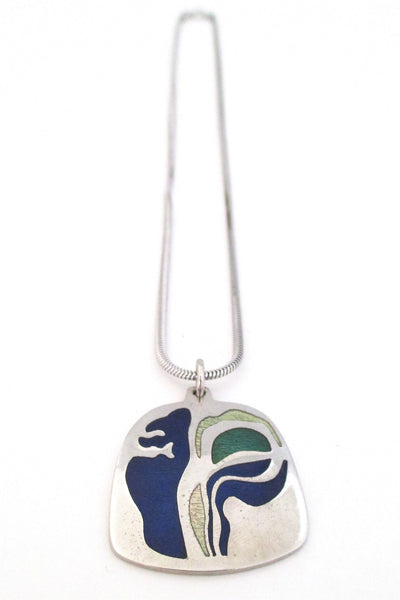 de Passille-Sylvestre Canada enamel abstract blues pendant necklace