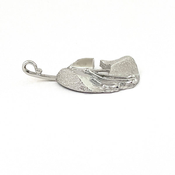detail Jane and Finn Denmark vintage sterling silver large sculptural pendant Scandinavian Modernist jewelry design