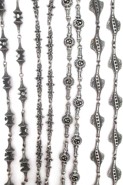 Guy_Vidal_Canada_vintage_brutalist_pewter_long_link_necklaces_at_Samantha_Howard_Vintage