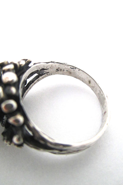 Robert Larin textured sterling & pearl cluster ring