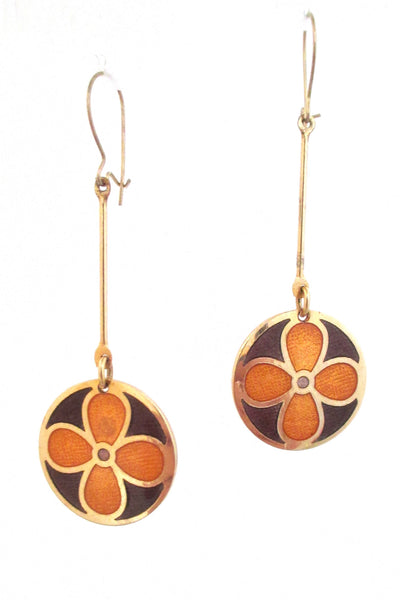 de Passille-Sylvestre Canada orange flowers enamel drop earrings