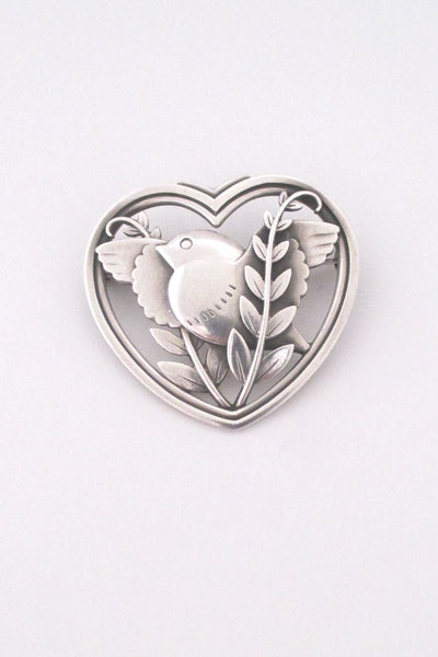 Georg Jensen bird & heart brooch #239