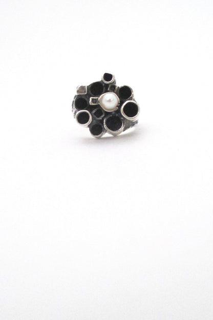 Robert Larin textured sterling & pearl sculptural ring