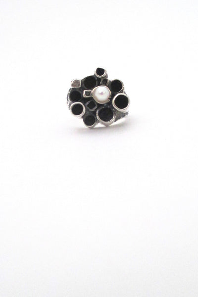 Robert Larin textured sterling & pearl sculptural ring