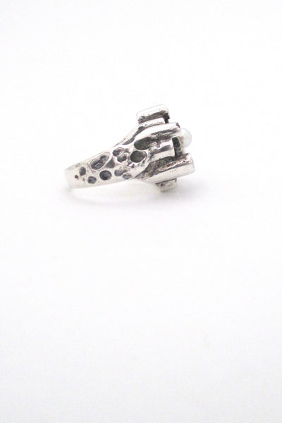 Robert Larin textured sterling & pearl sculptural ring