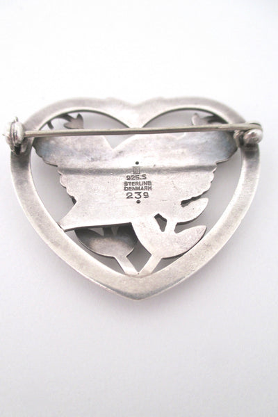Georg Jensen bird & heart brooch #239