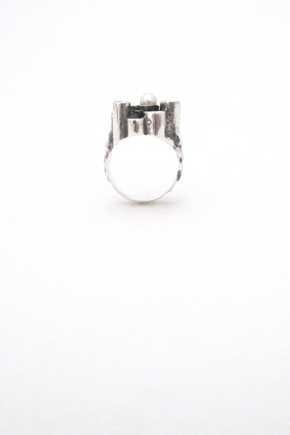 profile Robert Larin textured sterling & pearl sculptural ring