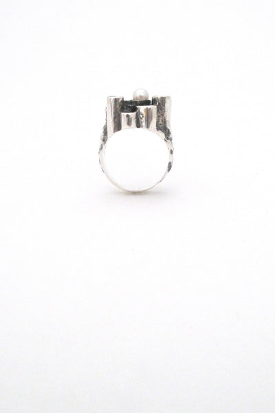 profile Robert Larin textured sterling & pearl sculptural ring