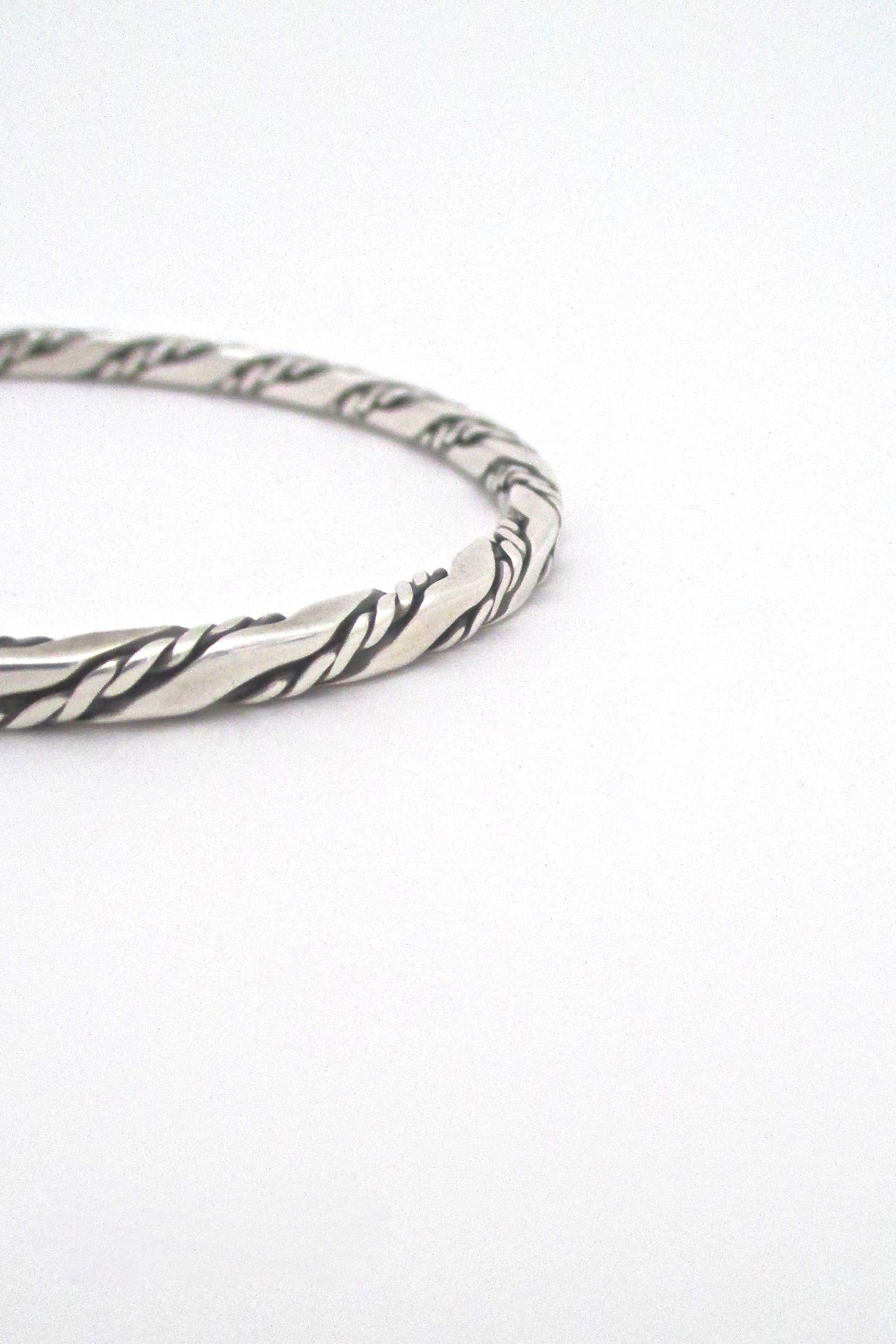 detail Randers Solvvarefabrik Denmark vintage mid century silver twisted bangle bracelet