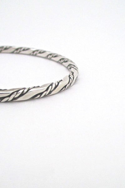 detail Randers Solvvarefabrik Denmark vintage mid century silver twisted bangle bracelet