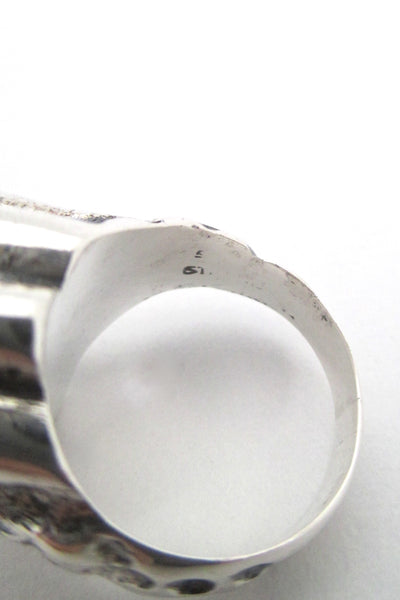 Robert Larin textured sterling & pearl sculptural ring