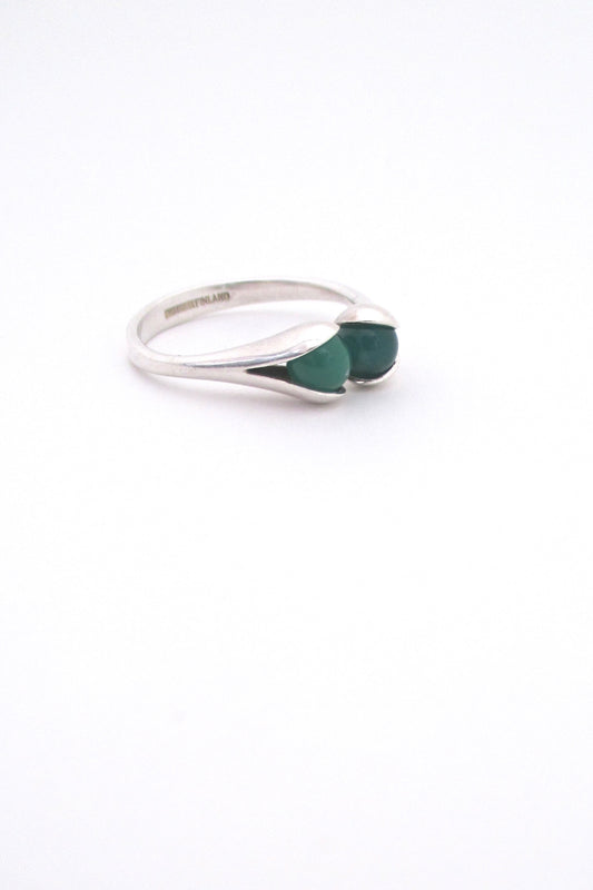 Elis Kauppi silver & chrysoprase spheres ring