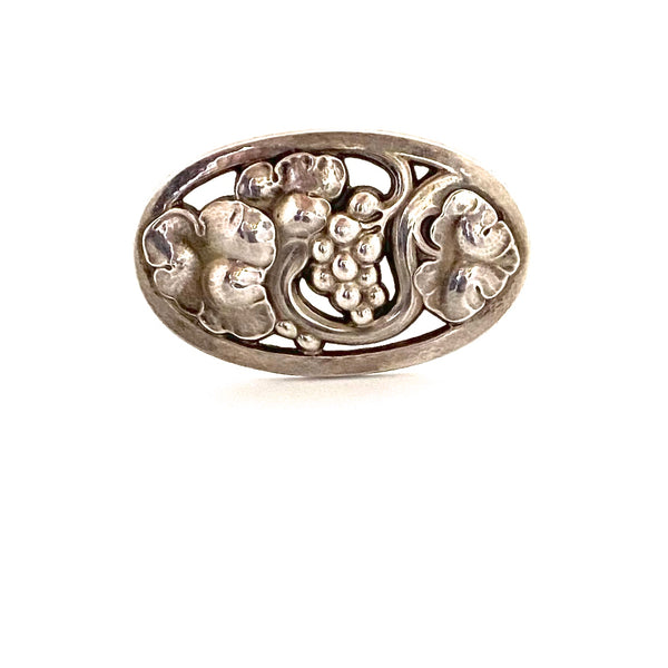 detail Georg Jensen Denmark vintage silver grapes leaves brooch 177B Georg Jensen design