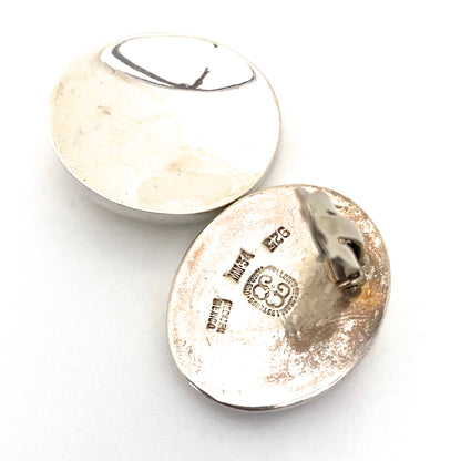 large oval concave silver ear clips ~ los Ballesteros