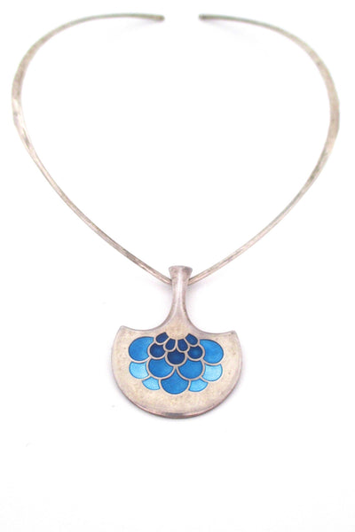 David-Andersen Norway vintage Scandinavian Modern silver and enamel pendant with neckring