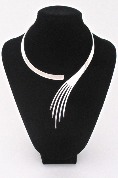 Sigi Pineda Mexico heavy silver modernist necklace collier choker