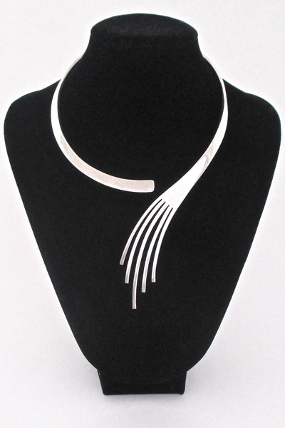 Sigi Pineda Mexico heavy silver modernist necklace collier choker