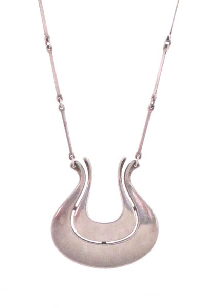 David-Andersen sleek silver pendant & long link chain