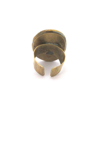 Rafael Canada large brass & charcoal swirl oval ring