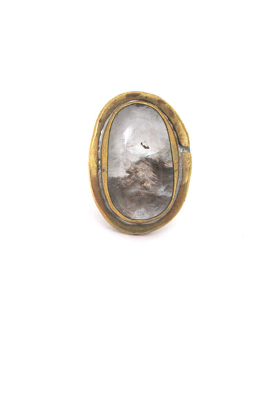 Rafael Canada large brass & charcoal swirl oval ring