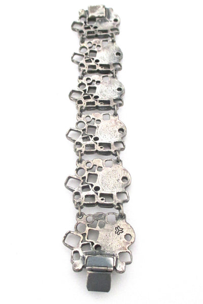 Guy Vidal sculptural pewter 'windows & pods' link bracelet