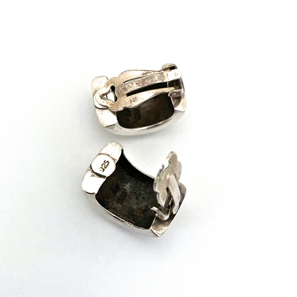vintage silver wide half hoop ear clips