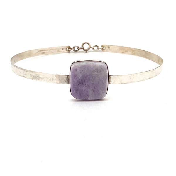 Claude Momiron France vintage silver pale amethyst choker necklace 1970s Modernist design jewelry