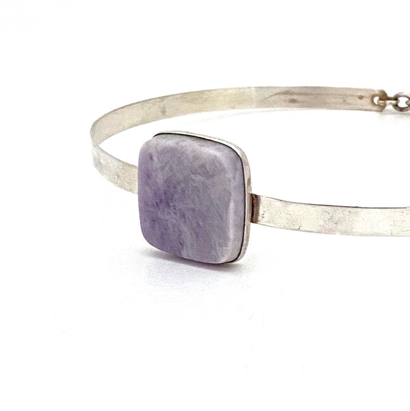 detail Claude Momiron France vintage silver pale amethyst choker necklace 1970s Modernist design jewelry