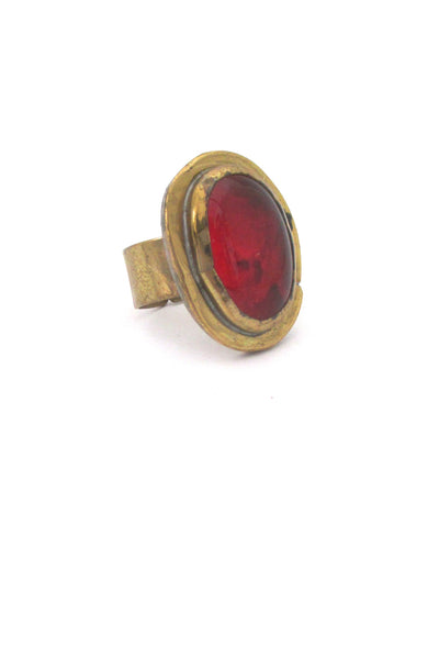 Rafael Canada brass & clear red oval ring