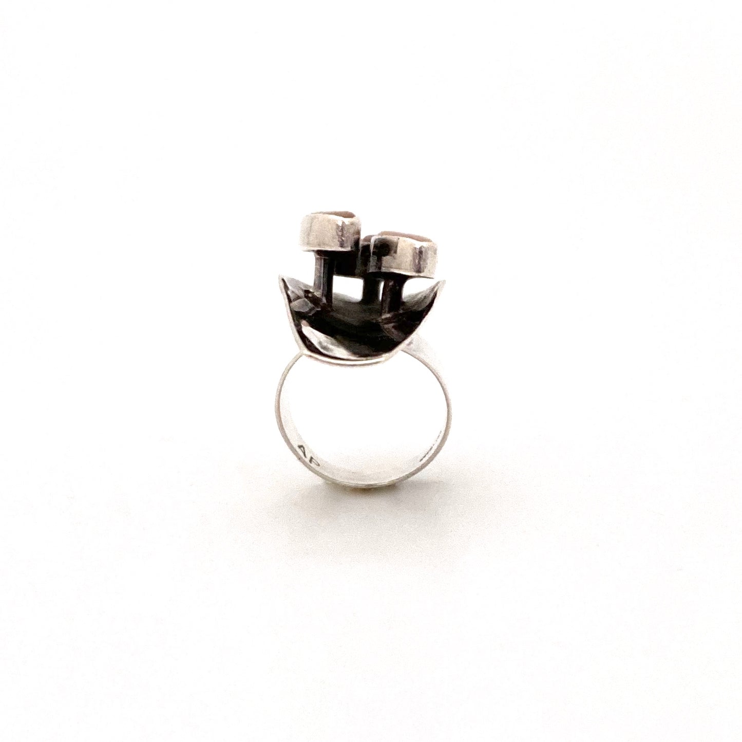 extra long silver & abalone Navajo ring ~ Annabelle Peterson