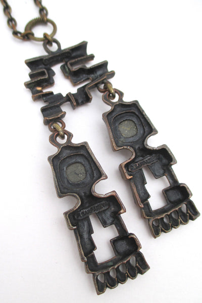 Pentti Sarpaneva bronze & pyrite kinetic pendant necklace
