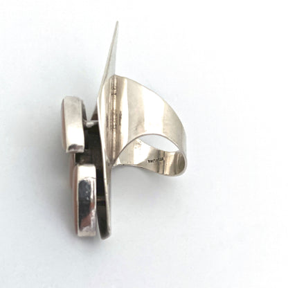 extra long silver & abalone Navajo ring ~ Annabelle Peterson