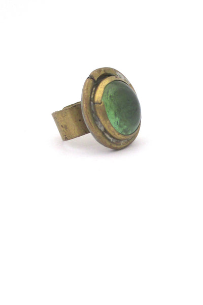 Rafael Canada brass & clear green round ring