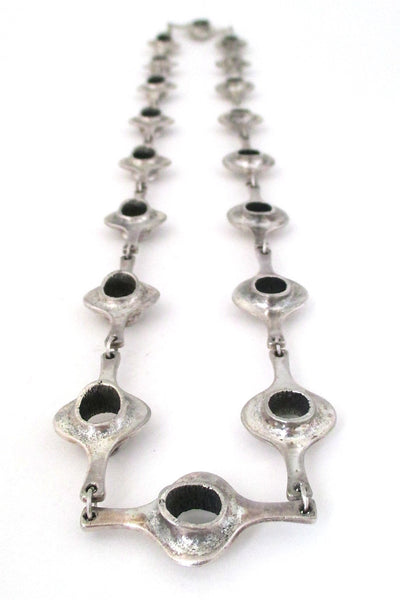 Guy Vidal Canada brutalist pewter long link vertebrae chain necklace