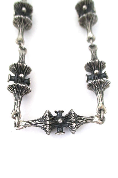 Guy Vidal Canada brutalist pewter long link trumpet lichen chain necklace