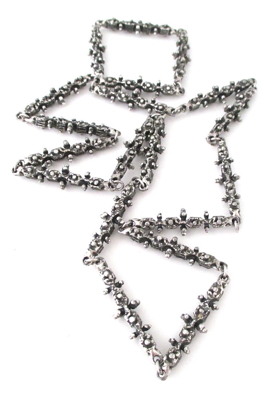 Guy Vidal Canada brutalist pewter long link 'knobbly' chain necklace
