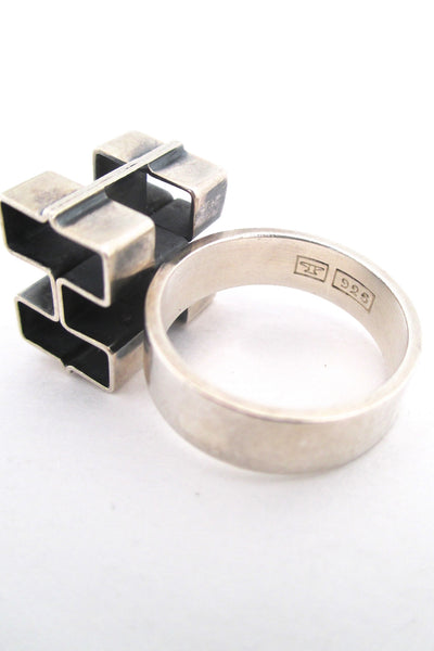 Elis Kauppi 'open cubes' silver ring