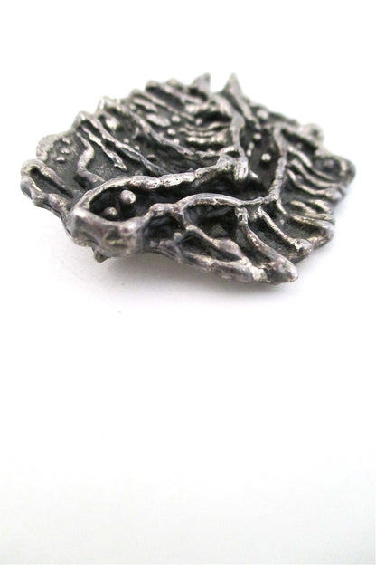 Guy Vidal Canada brutalist pewter happy creature brooch