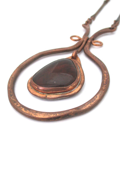 detail Rafael Alfandary Canada large vintage copper clear cola glass stone classic kinetic pendant necklace