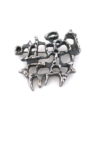 Guy Vidal Canada vintage brutalist pewter openwork brooch