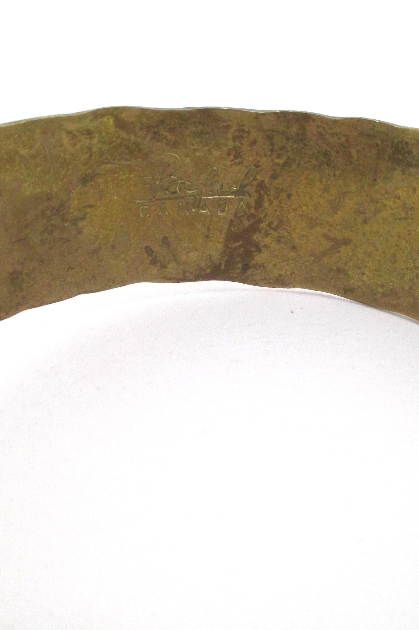 Rafael Canada brass and orange hinged bracelet