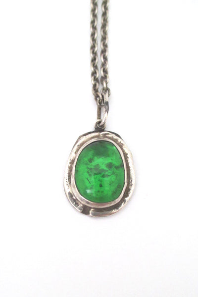 detail Rafael Alfandary Canada vintage sterling silver clear green glass stone pendant necklace