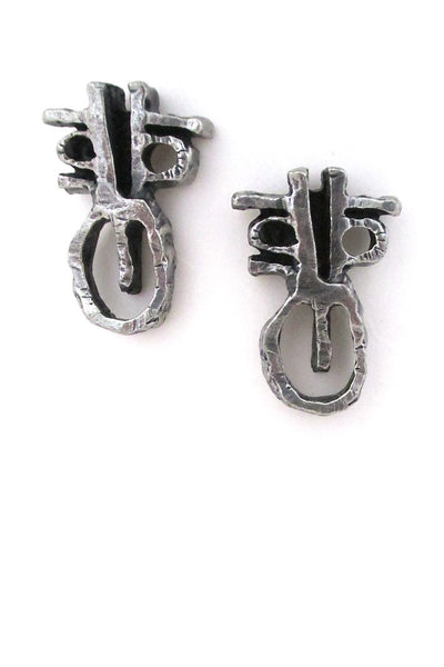 Guy Vidal Canada brutalist pewter masks post earrings