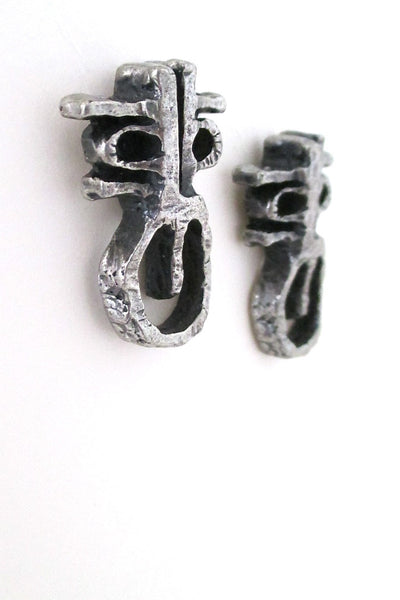 Guy Vidal Canada brutalist pewter masks post earrings