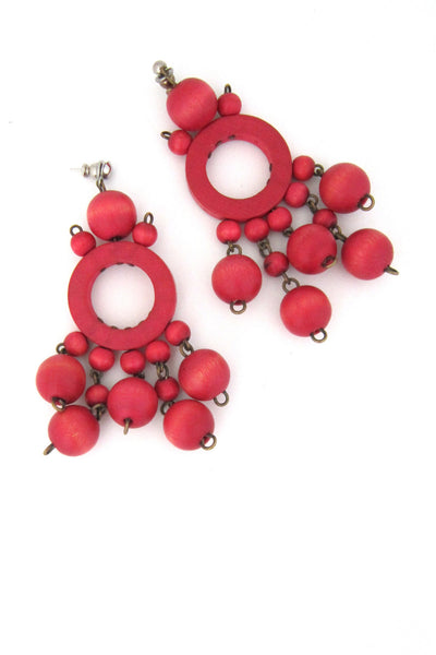 aarikka, Finland vintage red drop earrings