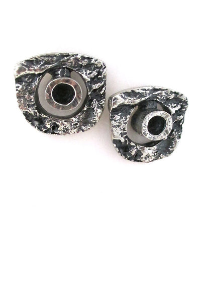 Guy Vidal Canada brutalist pewter bark circles post earrings