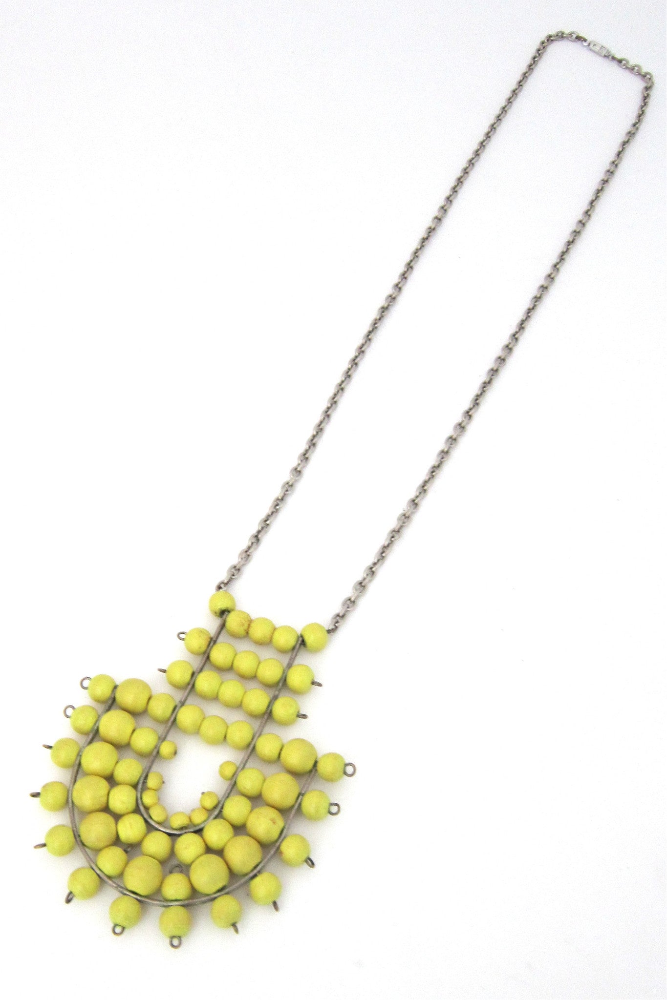 aarikka Finland vintage large canary yellow pendant necklace