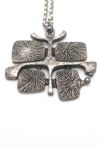 detail Guy Vidal Canada vintage brutalist pewter radiant plates pendant necklace
