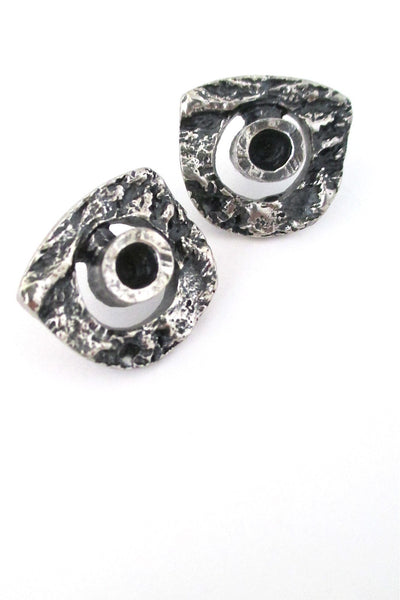 Guy Vidal Canada brutalist pewter bark circles post earrings